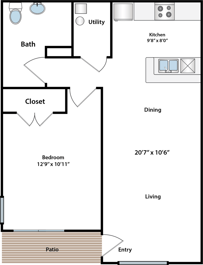 one bedroom apartment floor plan